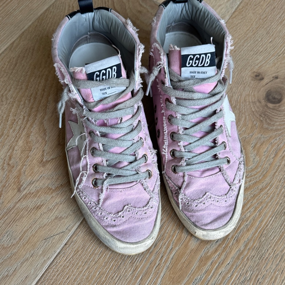 Golden Goose Pink and White Sneakers